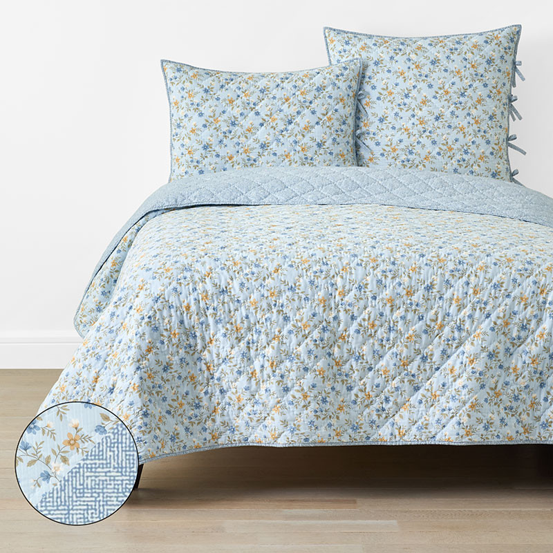 Garden Mist Reversible Quilt - Blue Multi, Full/Queen | The Company Store