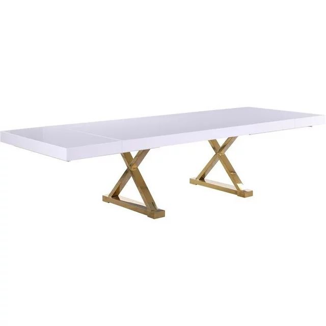 Meridian Furniture Excel White Lacquer Extendable Dining Table | Walmart (US)