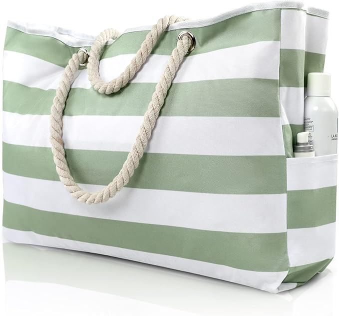 Clothirily Beach Bag for Women - Large Tote, Waterproof Sandproof with Zipper for Swim Pool | Amazon (US)