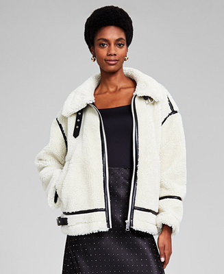 And Now This Women's Sherpa Fleece Zip-Front Jacket, Created for Macy's - Macy's | Macy's