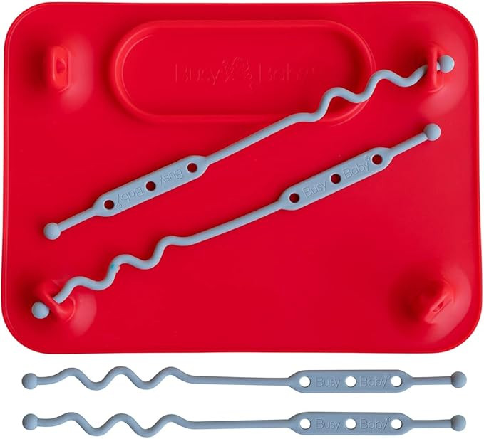 Busy Baby Silicone Placemat - Built-in Suction Cups - 4 Toy Tethers for Babies Toddlers and Kids ... | Amazon (US)