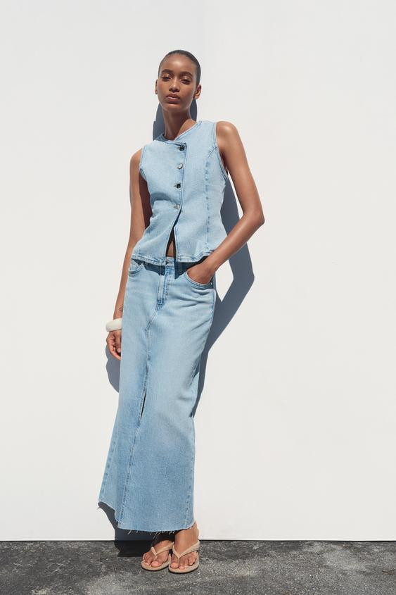 Z1975 DENIM MIDI SKIRT | Zara UK