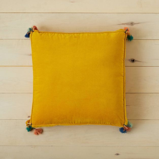 Oversized Solid Velvet Square Floor Pillow with Tassels - Opalhouse™ designed with Jungalow™ | Target