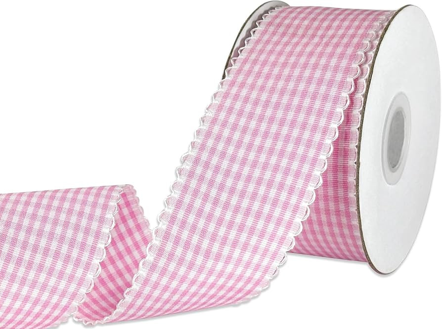 1.5 Inch Gingham Ribbon - 15 Yards Plaid Checked Polyester Ribbon for Gift Wrapping, Flower Bouqu... | Amazon (US)