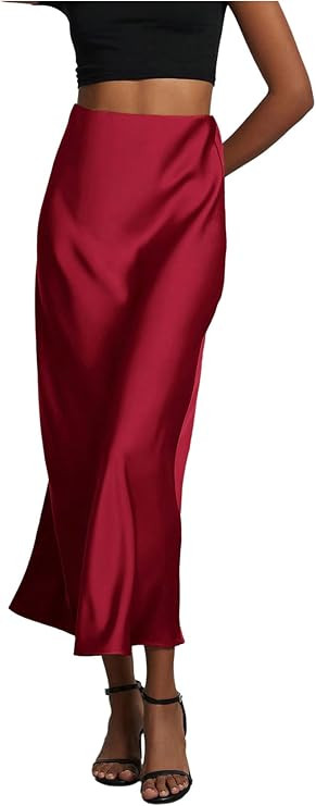 SHENHE Women's Satin Maxi Skirts High Waisted A Line Long Skirts Elegant Office Skirts | Amazon (US)