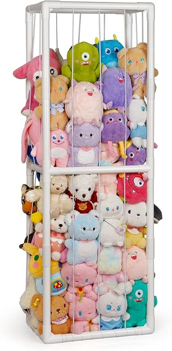 Trycooling Stuffed Animal Storage Zoo Holder Space Save Vertical PVC with Elastic Band and Net fo... | Amazon (US)