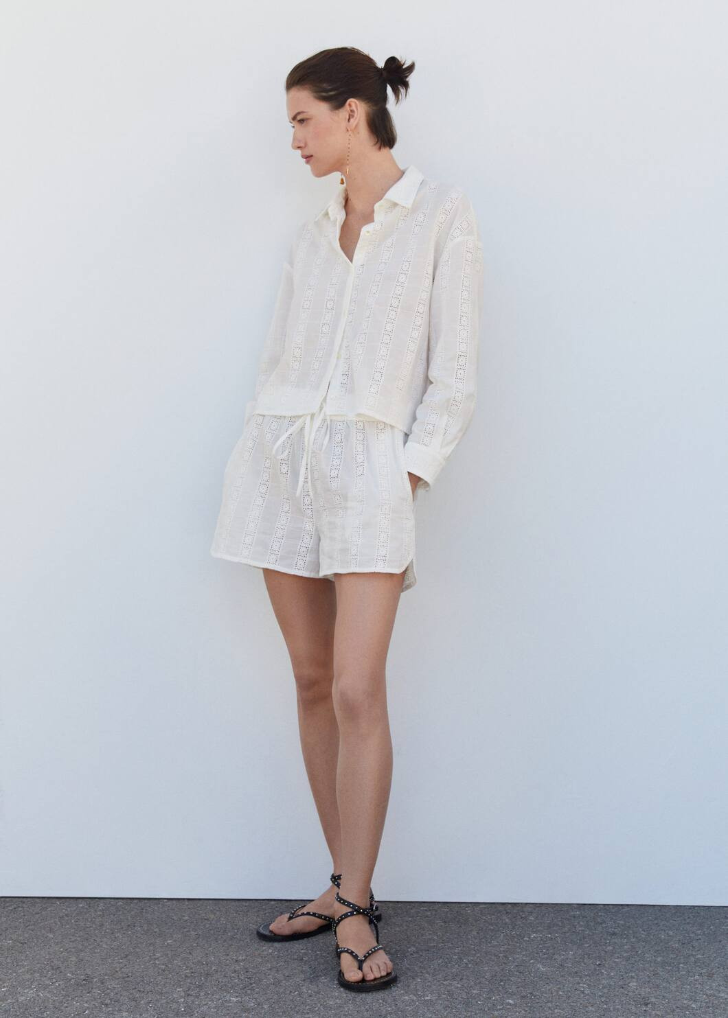 Embroidered cotton shirt -  Women | Mango USA | MANGO (US)