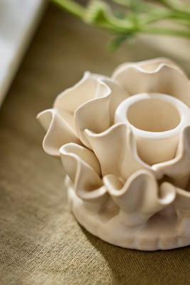 Ruffle Stoneware Taper Holder | Anthropologie (US)