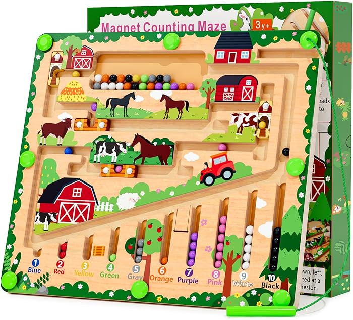zhiwuzhu Magnetic Color and Number Maze, Montessori Wooden Toys for Ages 2-4,Sensory Toys,Fine Mo... | Amazon (US)