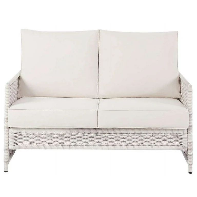 Better Homes & Gardens Paige 1 Piece Wicker Outdoor Loveseat with Cushions, White | Walmart (US)