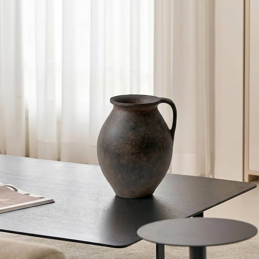 LB2 Brown Ceramic Large Vase, 11.2" Tall Zen Style Vase, Terra Cotta Pitcher, Distressed Farmhous... | Amazon (US)