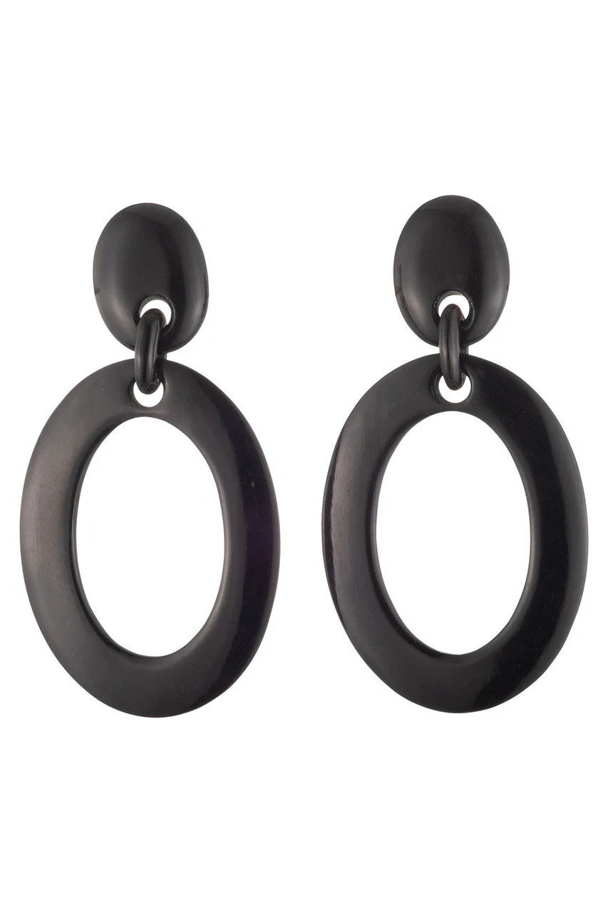 Buy Buffalo Horn Single Oval Hoop Earrings in Black Online | NATORI | Natori