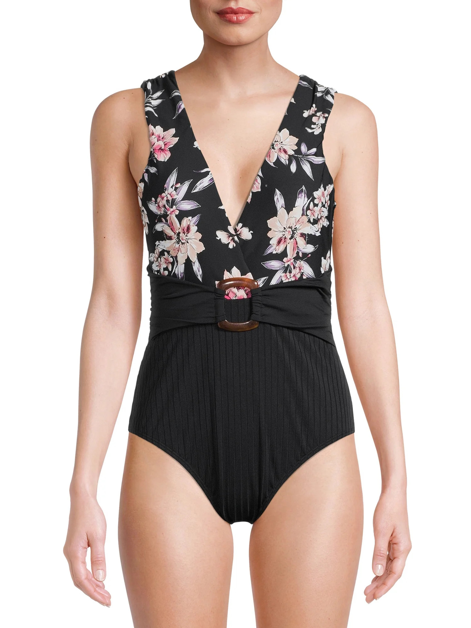 Time and Tru Women's Floral Garden One Piece Swimsuit | Walmart (US)