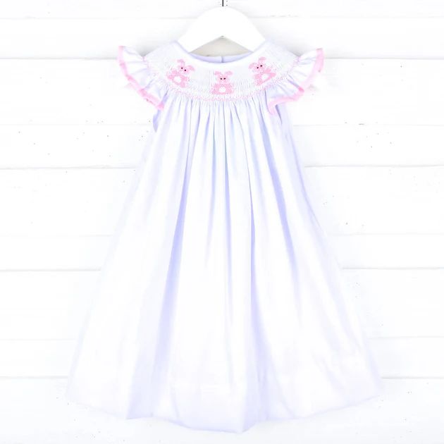 Adorable Bunny White Smocked Dress | Classic Whimsy
