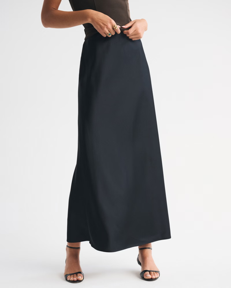 High Rise Satin Maxi Skirt | Abercrombie & Fitch (US)
