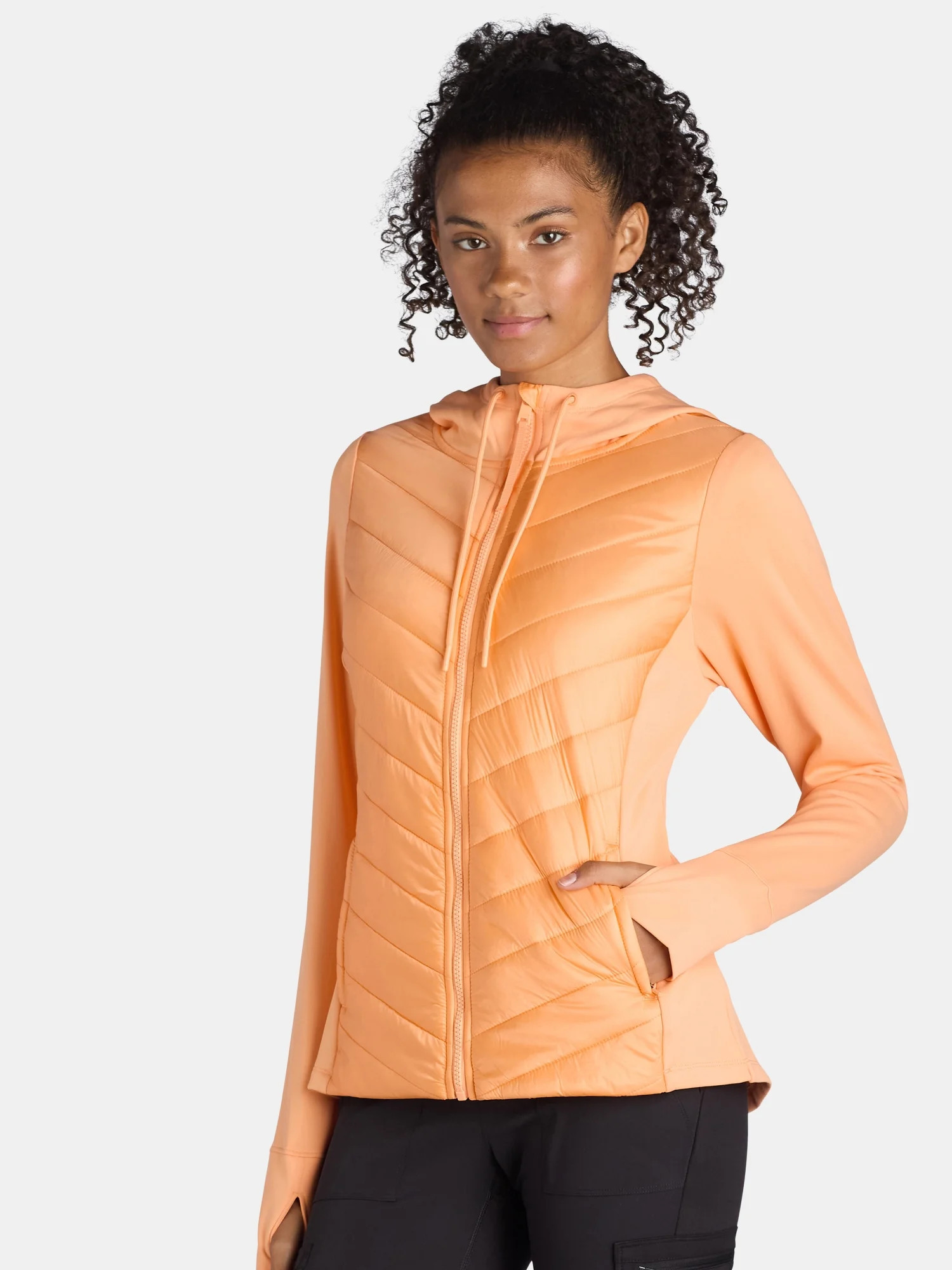 Avia Women's Chevron Quilt Hybrid Jacket with Zip Pockets, Sizes XS-XXXL - Walmart.com | Walmart (US)