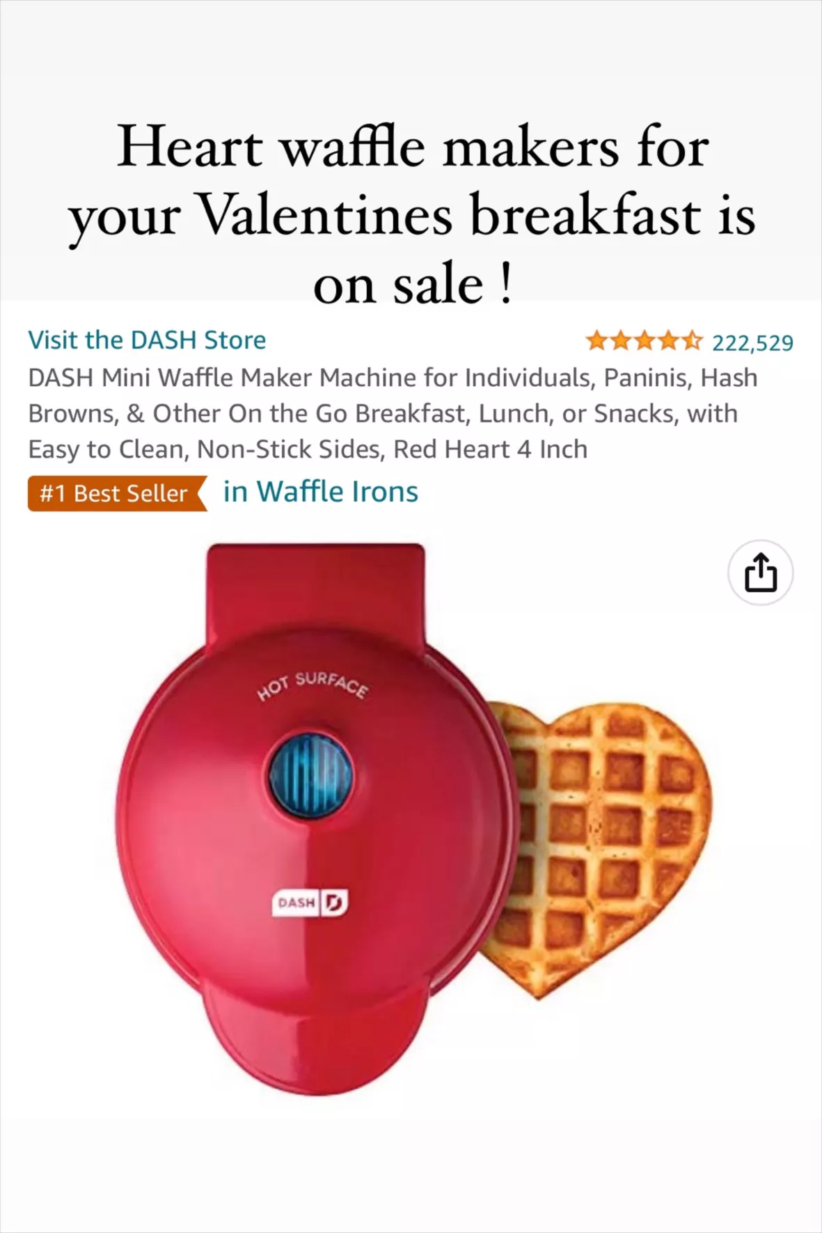 DASH Mini Waffle Maker Machine for Individuals, Paninis, Hash Browns, &  Other On the Go Breakfast, Lunch, or Snacks, with Easy to Clean, Non-Stick