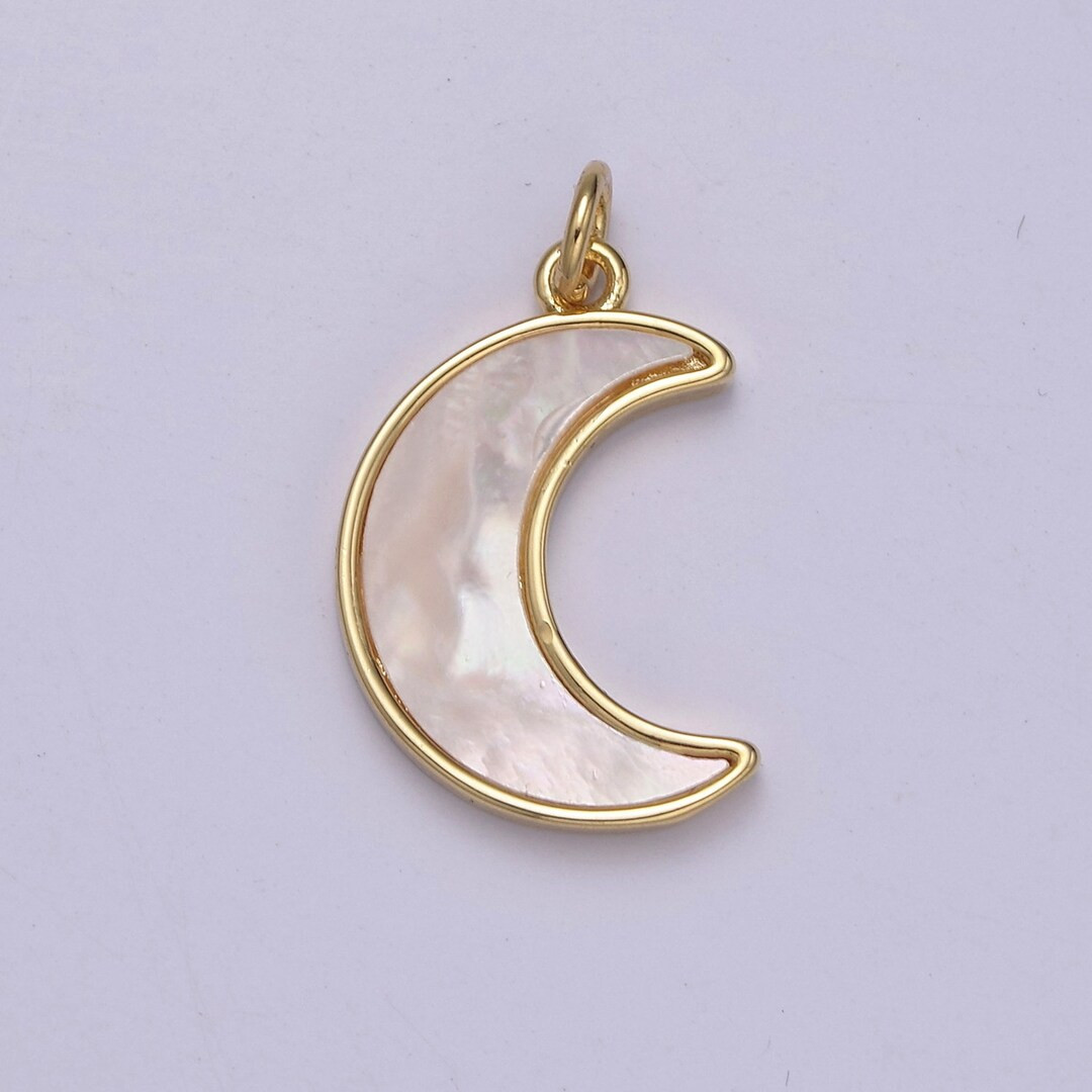 Dainty Crescent Moon Pendant Shell Pearl Moon Charm 14k Gold Filled Jewelry Supplies E-336 - Etsy | Etsy (US)