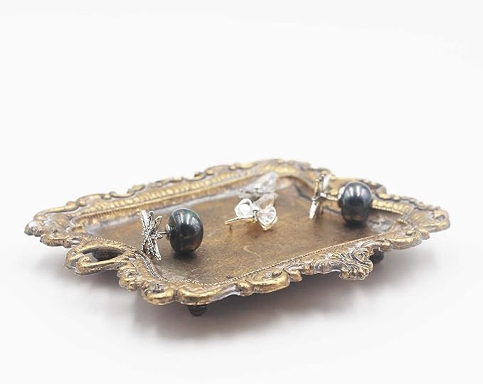 Funly mee Small Antique Trinket Dish Vintage Gold Jewelry Tray, Ring Holder | Amazon (US)