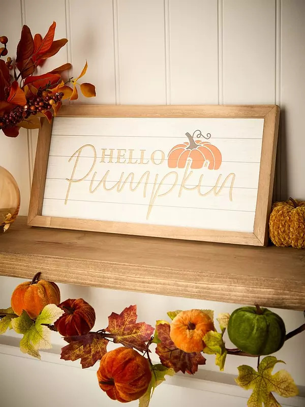 Festive Hello Pumpkin Wall Art Autumn Decoration | Very (UK)
