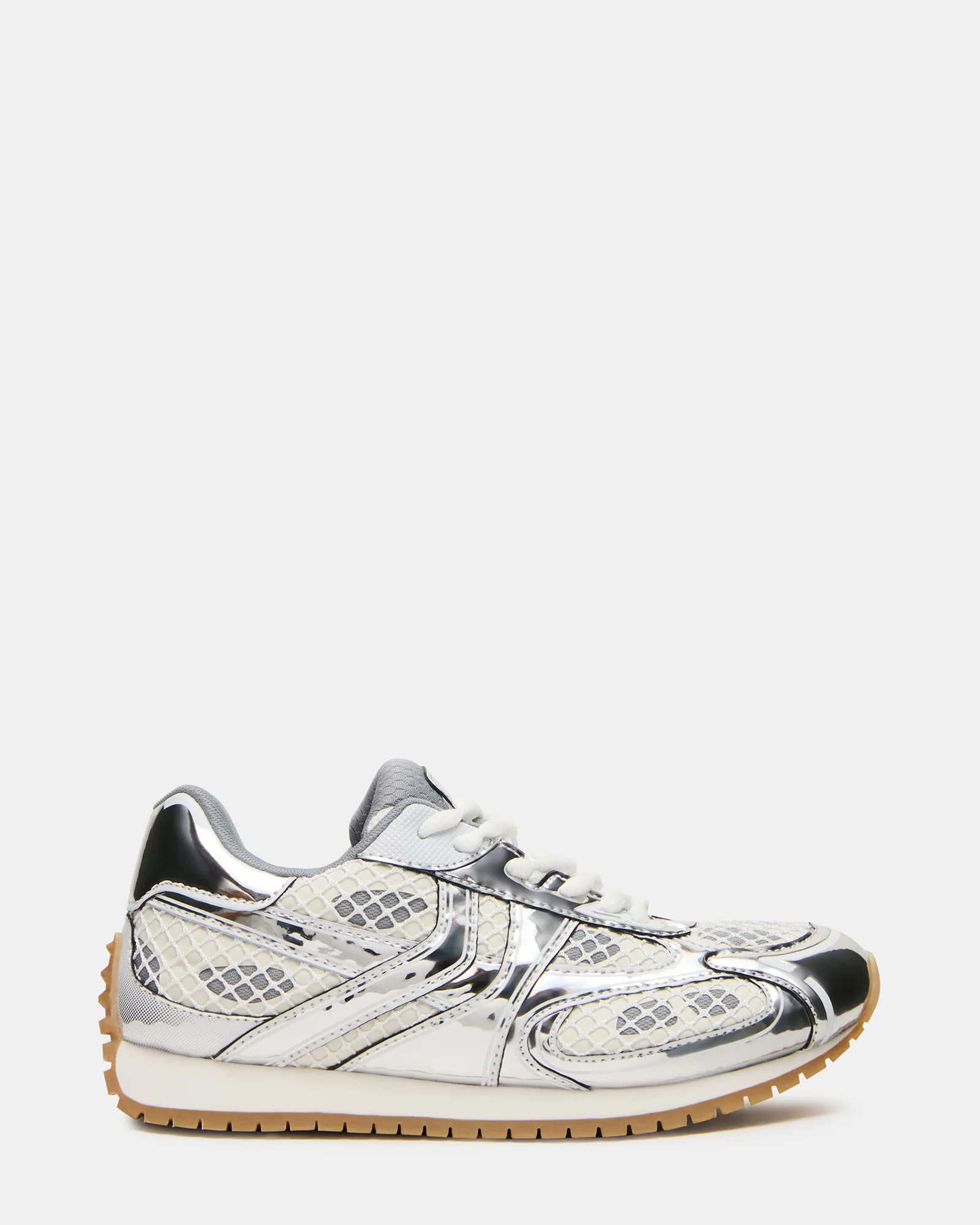 PAGER Silver Multi Low-Top Lace-Up Mesh Women's Sneaker | Steve Madden (US)