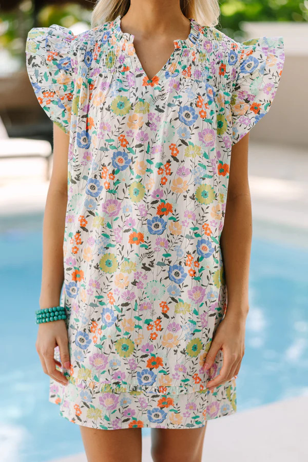 Always Ready Cream White Floral Mini Dress | The Mint Julep Boutique