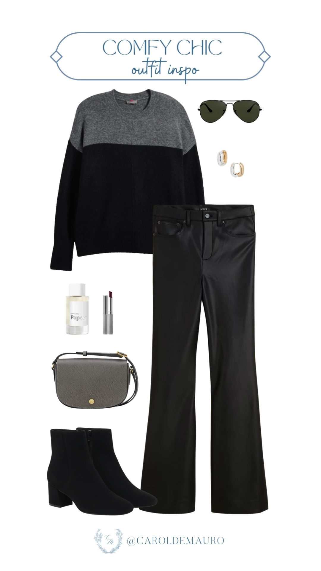 Obsessed with this effortlessly cool look with a two-tone sweater, sleek faux leather pants, and classic black booties! Look polished and comfortable for strolling through the city.

monochrome look, minimalist outfit, all black outfit, cozy wear, casual chic, edgy fashion inspo, fall style, wardrobe staple

#LTKStyleTip #LTKU #LTKSeasonal