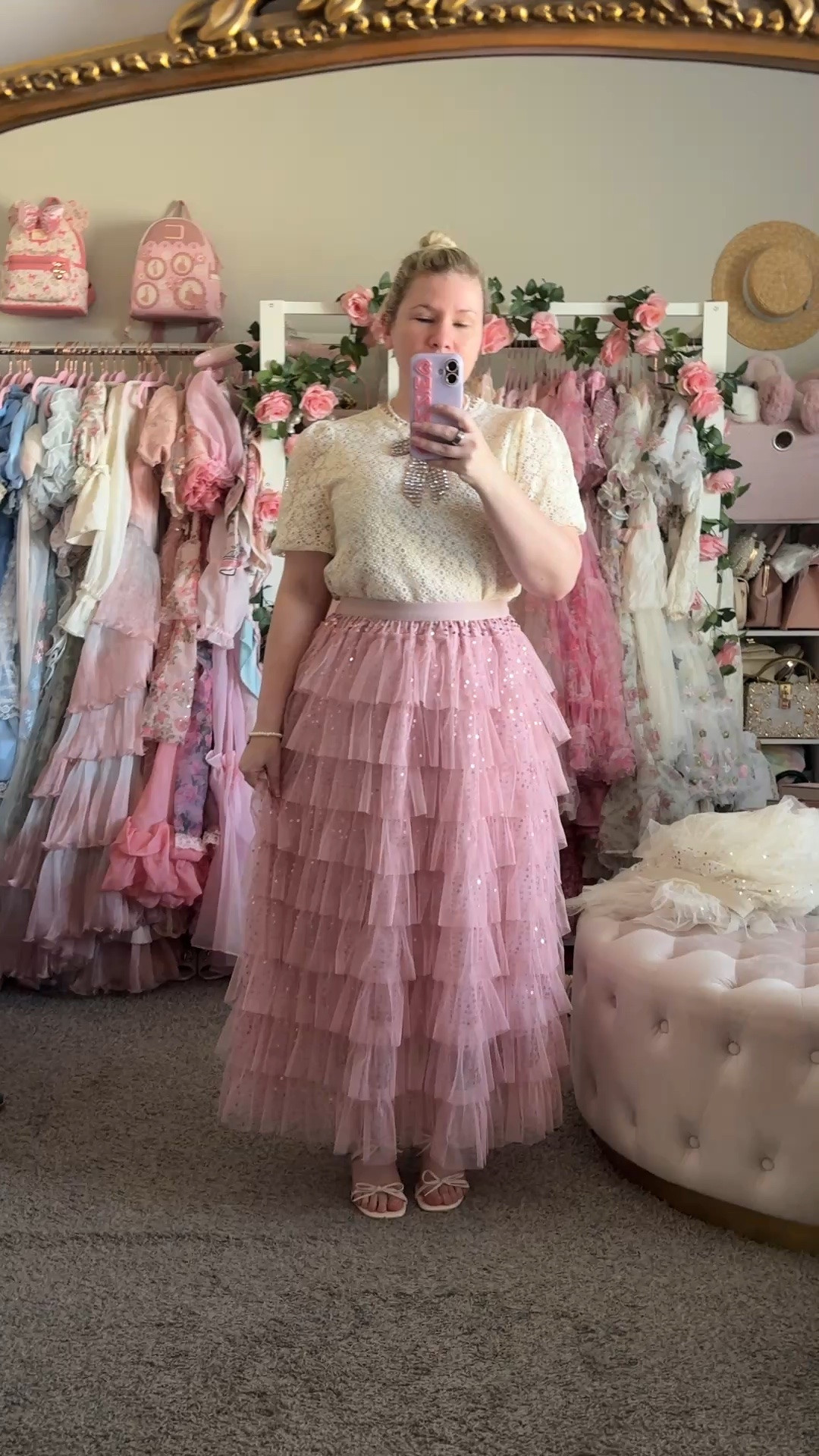 Pink sequin skirt and rhinestone bow from Chicwish

#LTKgrwm #LTKootd #LTKPetite