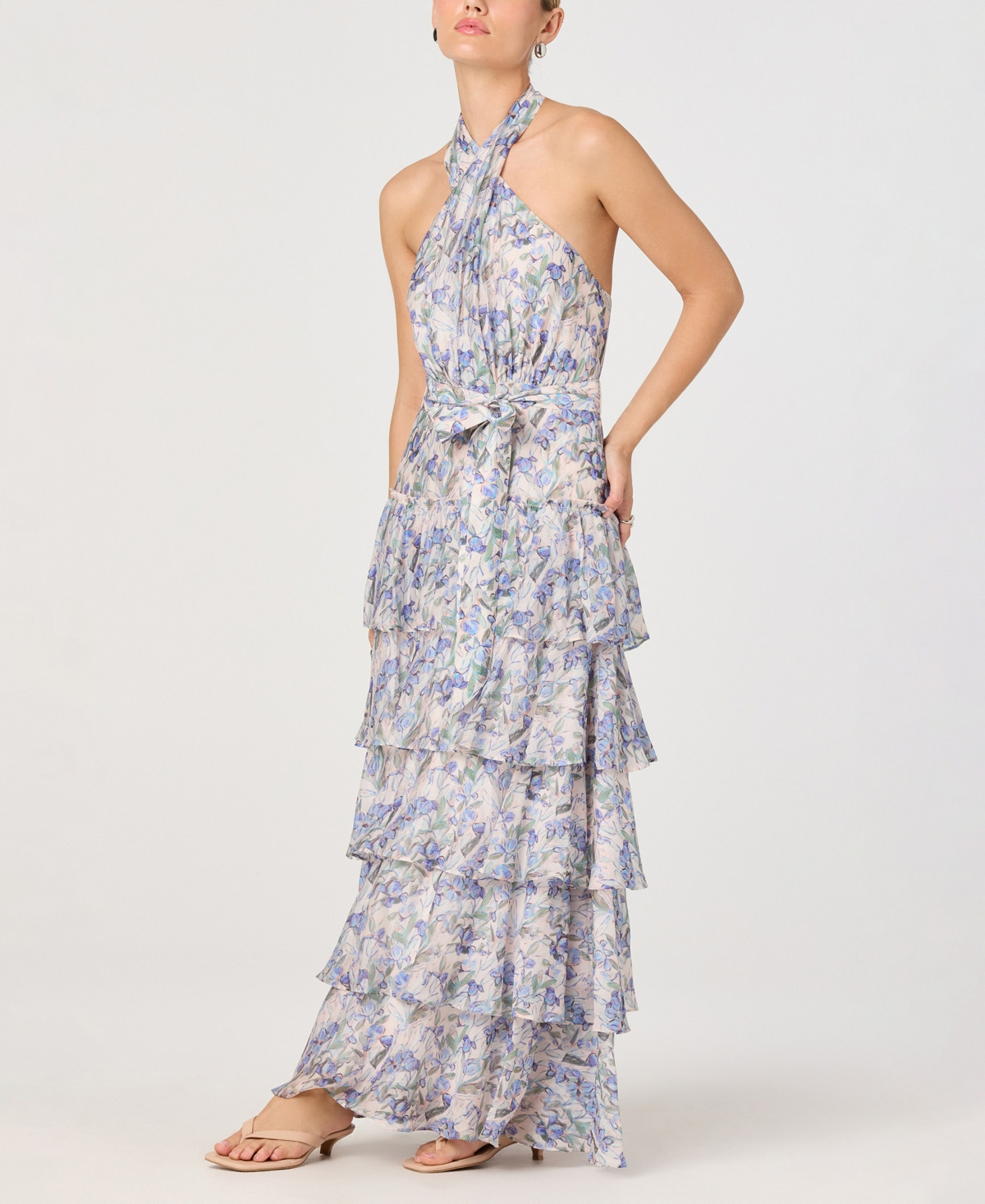 Astr the Label Women's Floral Halter Neck A-Line Dress - Blue Floral | Macy's