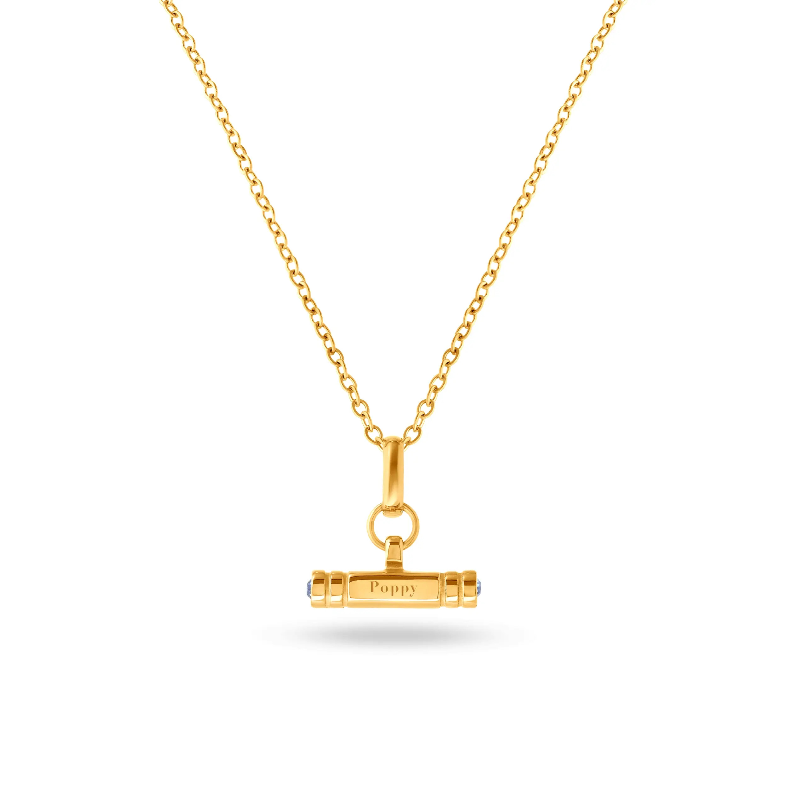 Mini Custom Stamped T-Bar Necklace (Gold) | Abbott Lyon