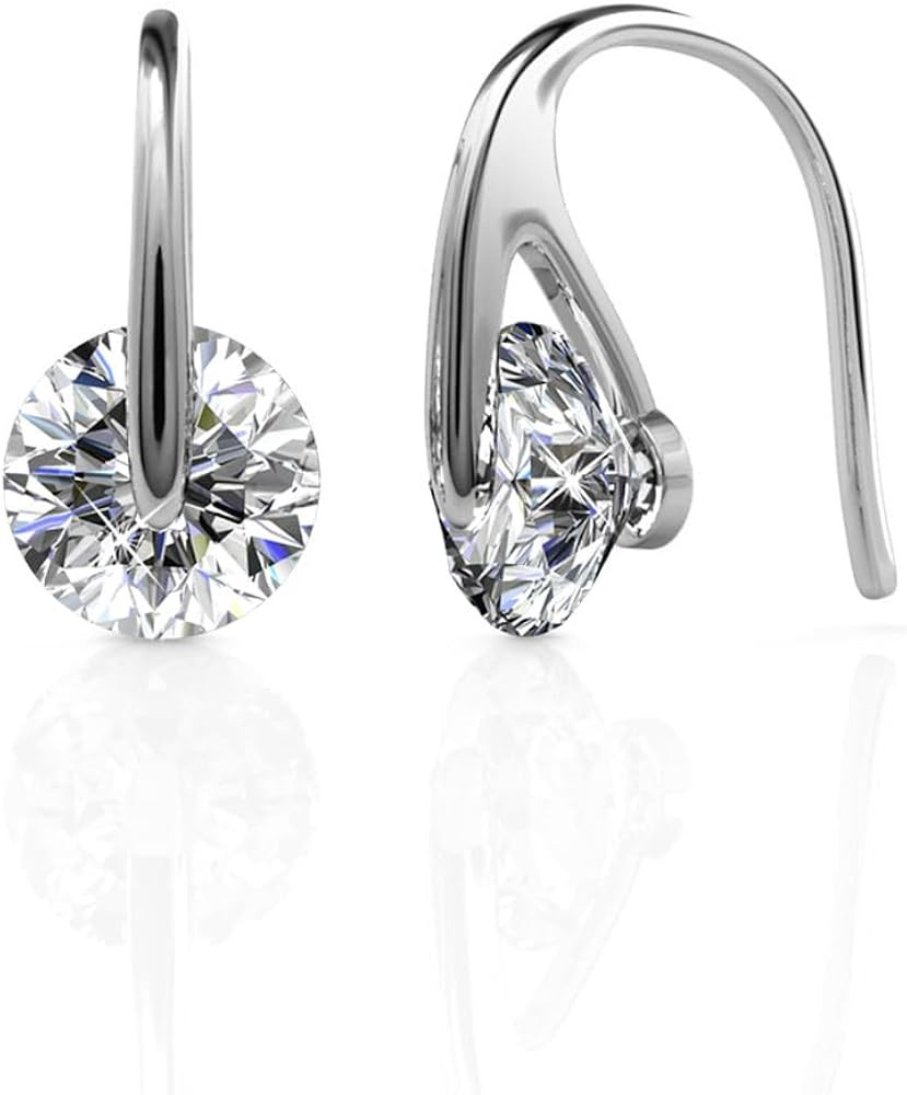 Cate & Chloe McKayla 18K Gold-Plated Dangle Earrings | Jewelry for Women with Round Cut Simulated... | Amazon (US)