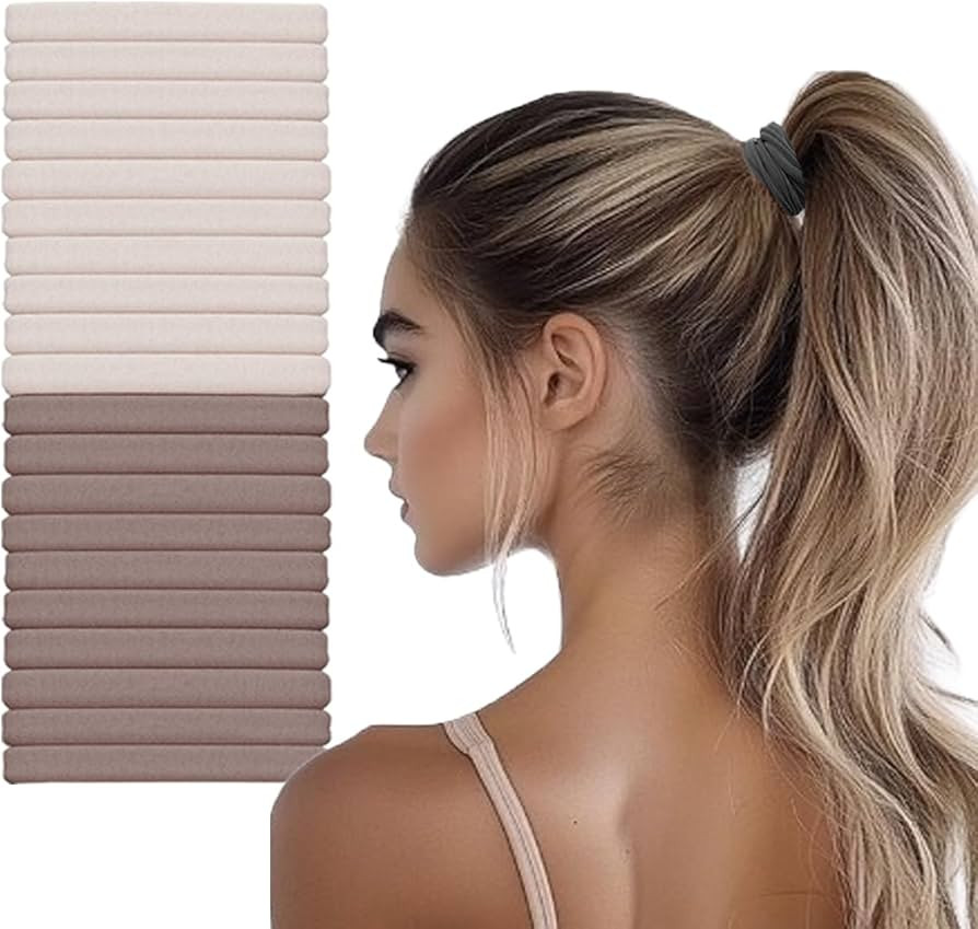 Hair Ties No Damage - Strong Stretchy SnagFree Hair Bands | Soft Nylon Thick Ponytail Holders Hai... | Amazon (US)