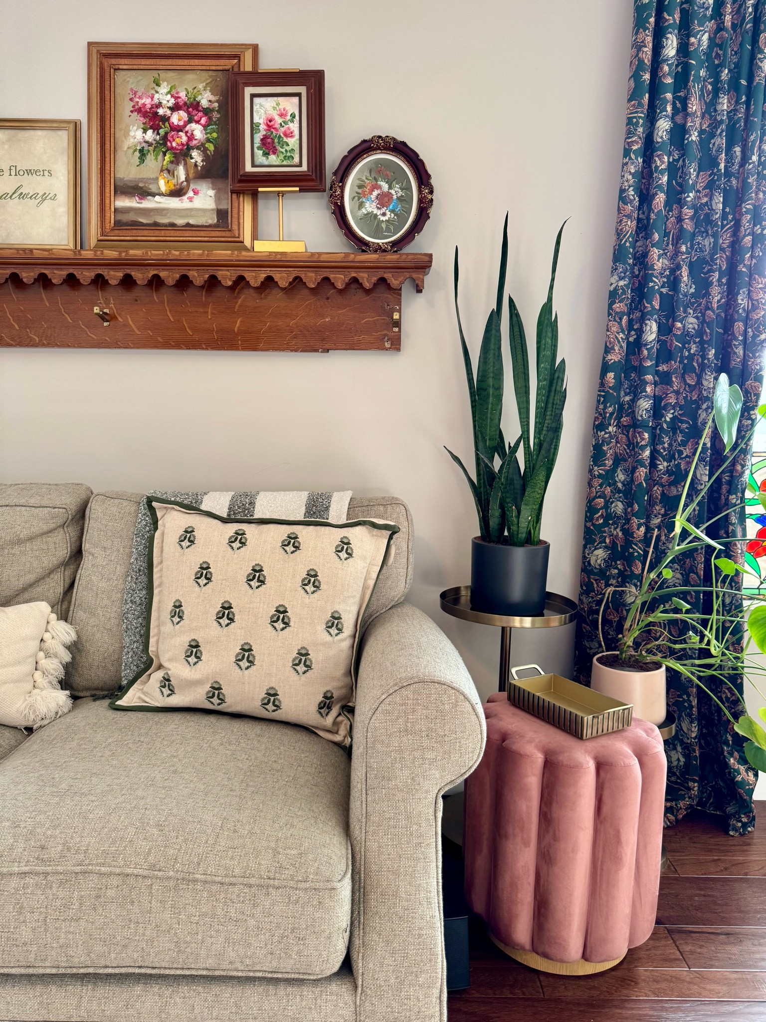 Extremely impressed with this block print throw pillow from the new studio McGee line! The flowers are actually embroidered! I also snagged this Walmart scalloped ottoman in this color and the cream bc I love it so much!

#LTKStyleTip #LTKFindsUnder100 #LTKHome