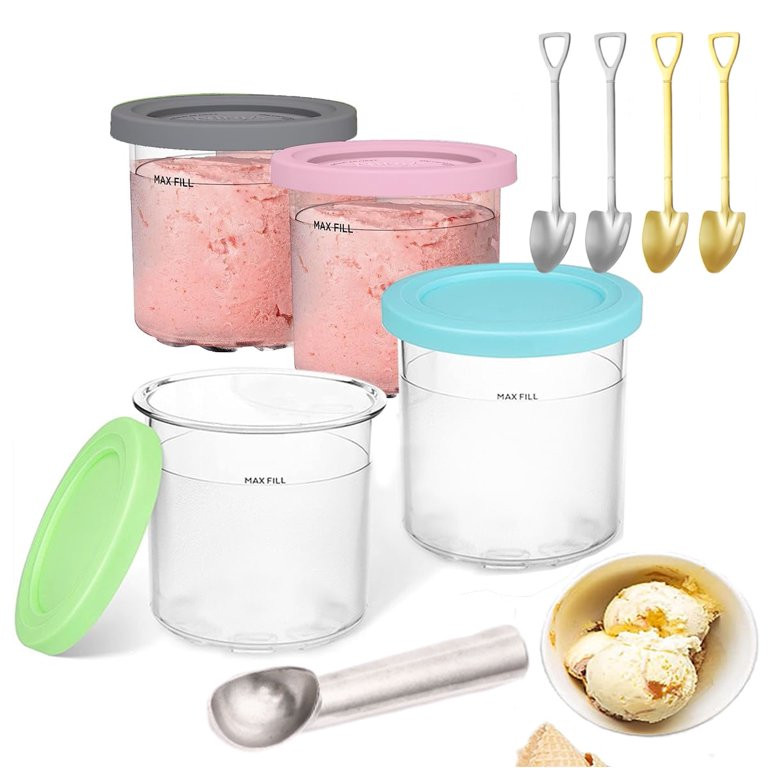 4 Pack Containers Extra Replacement for Ninja Creami Pints and Lids, (16oz) Cups Compatible with ... | Walmart (US)