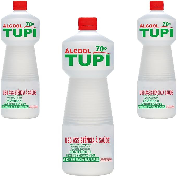 Kit 3 Álcool Líquido Tupi 99% Das Bactérias 1L - Fragrância Neutra | Amazon (BR)