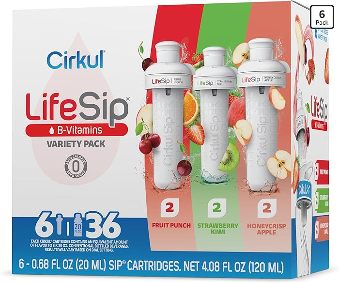 Cirkul LifeSip B-Vitamins Flavor Water Variety Pack, Makes 36 Drinks, No Sugar, Zero Calorie Drin... | Amazon (US)