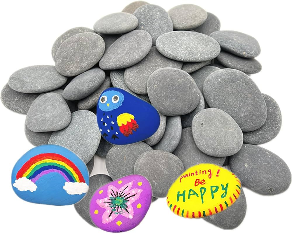 50PCS Painting Rocks, Natural DIY Rocks Flat & Smooth Kindness Rocks for Arts, Crafts, Decoration... | Amazon (US)