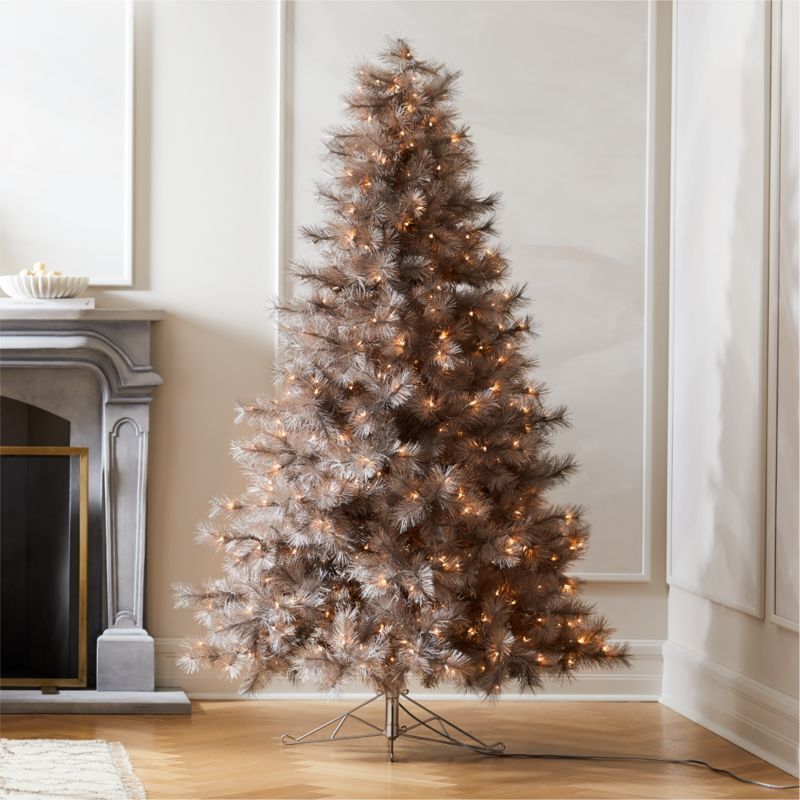 Faux Champagne Pine LED Pre-Lit Gold Christmas Tree 7.5' | CB2 | CB2