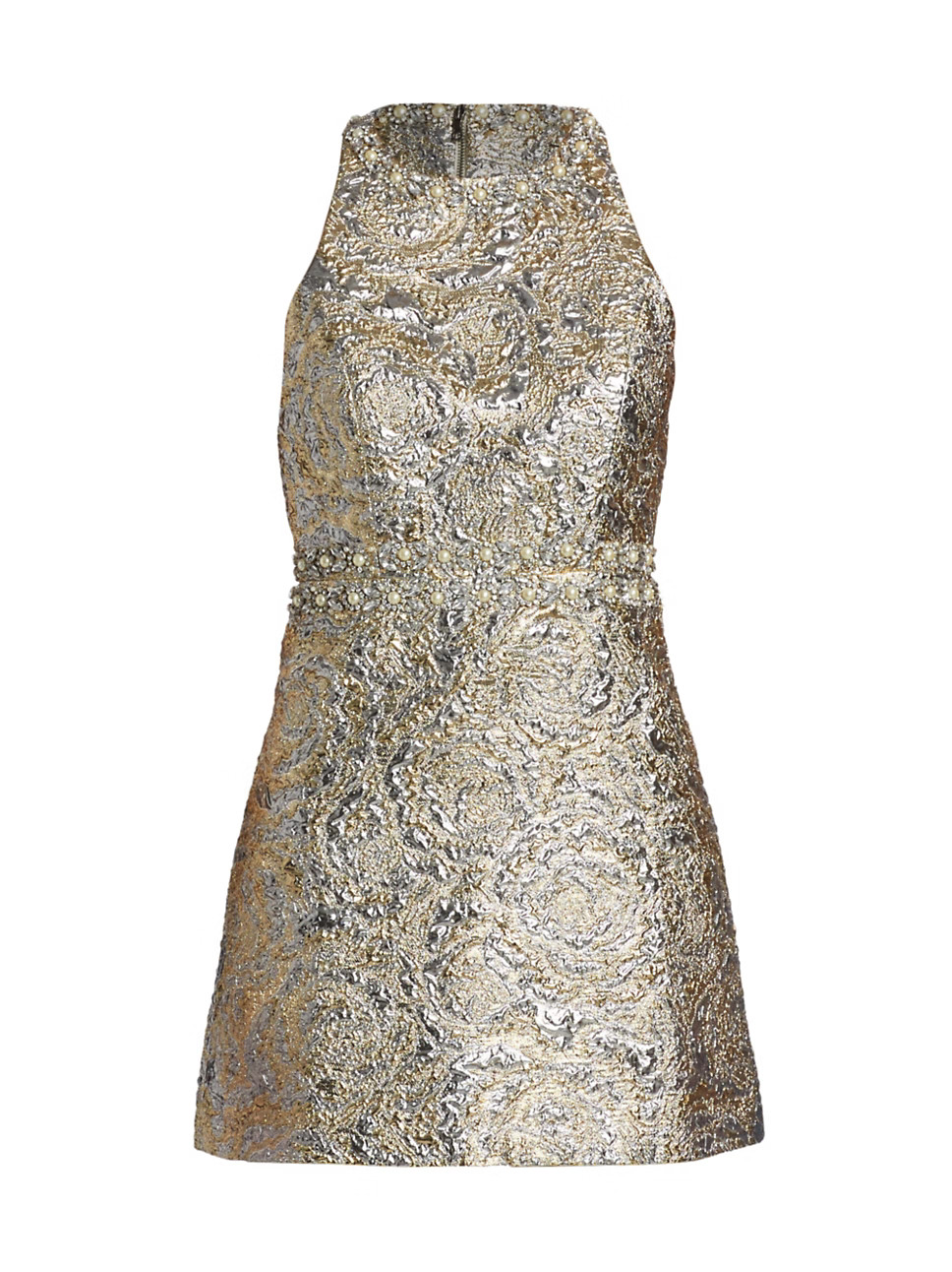 Dru Faux Pearl-Embellished Metallic Minidress | Saks Fifth Avenue