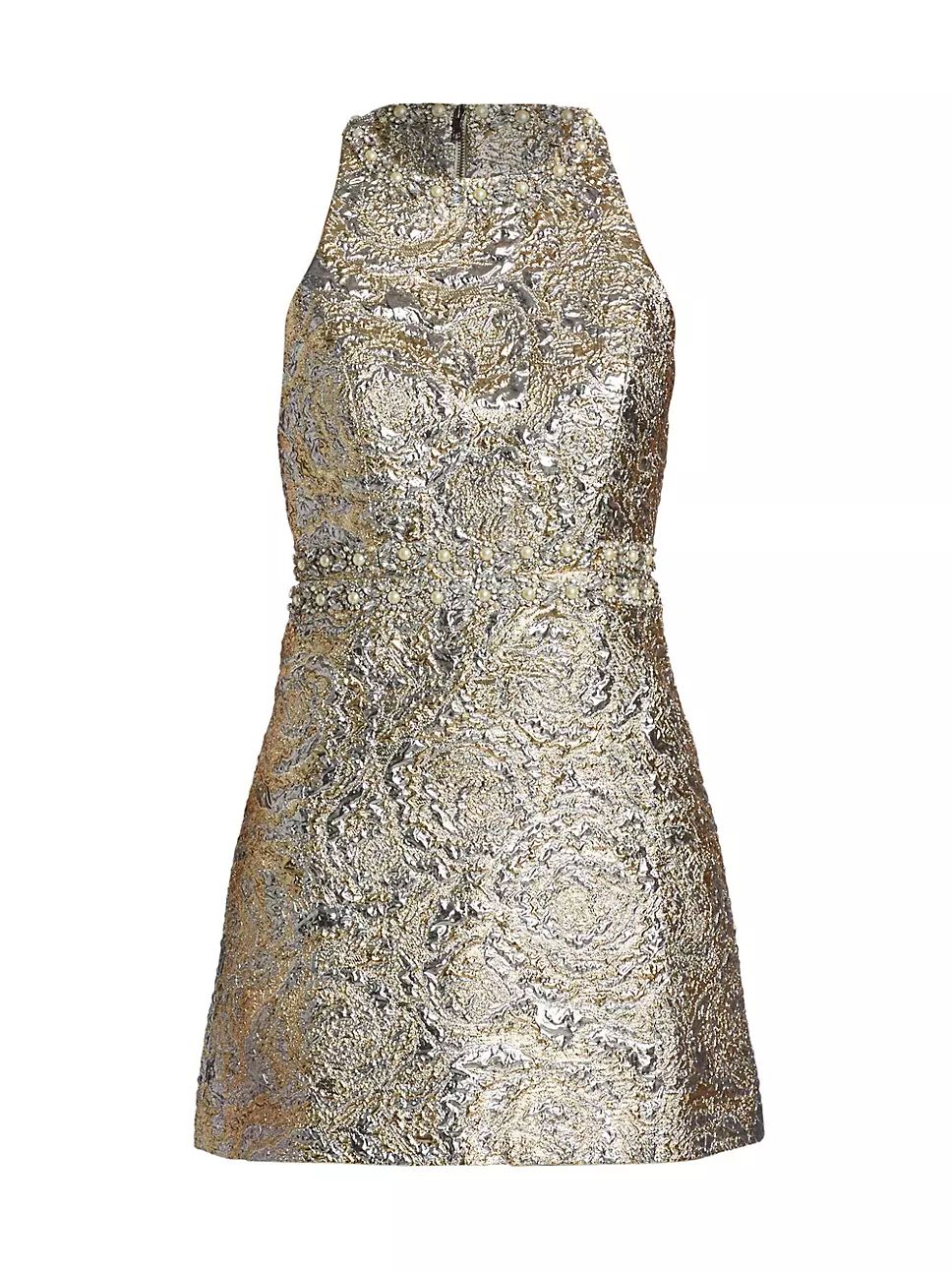 Dru Faux Pearl-Embellished Metallic Minidress | Saks Fifth Avenue
