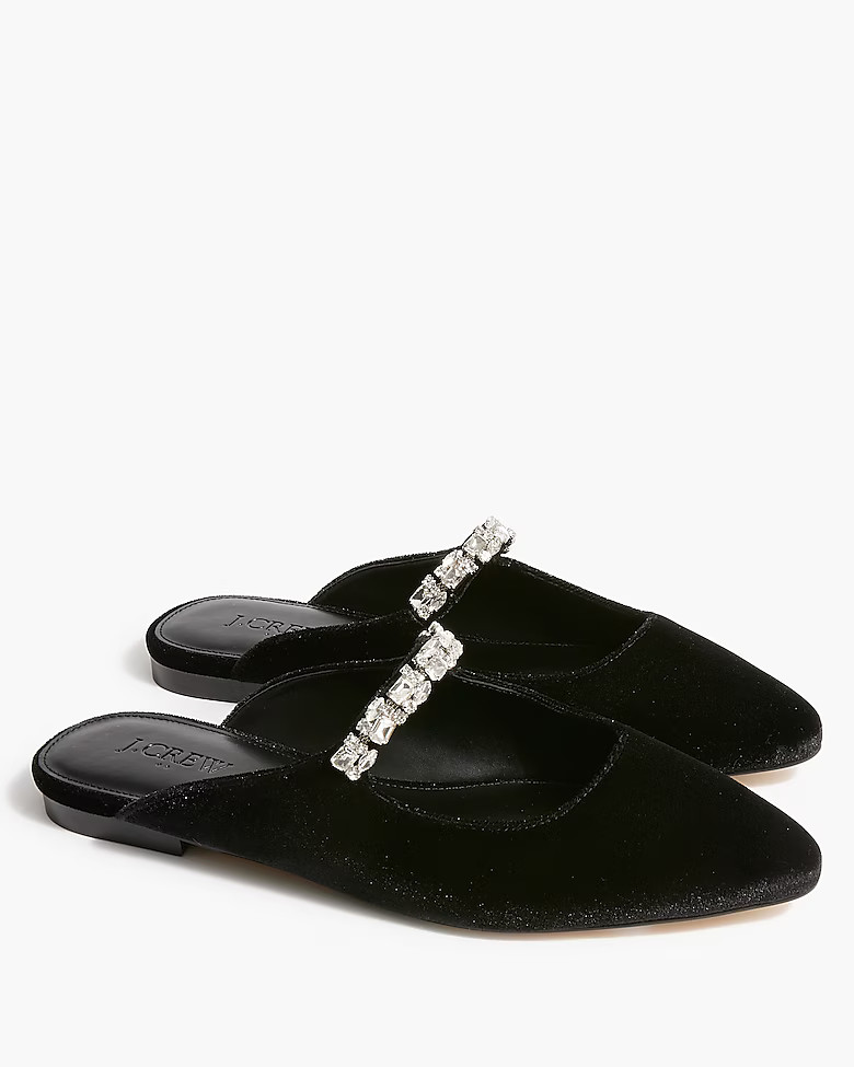 Velvet rhinestone mules | J.Crew Factory