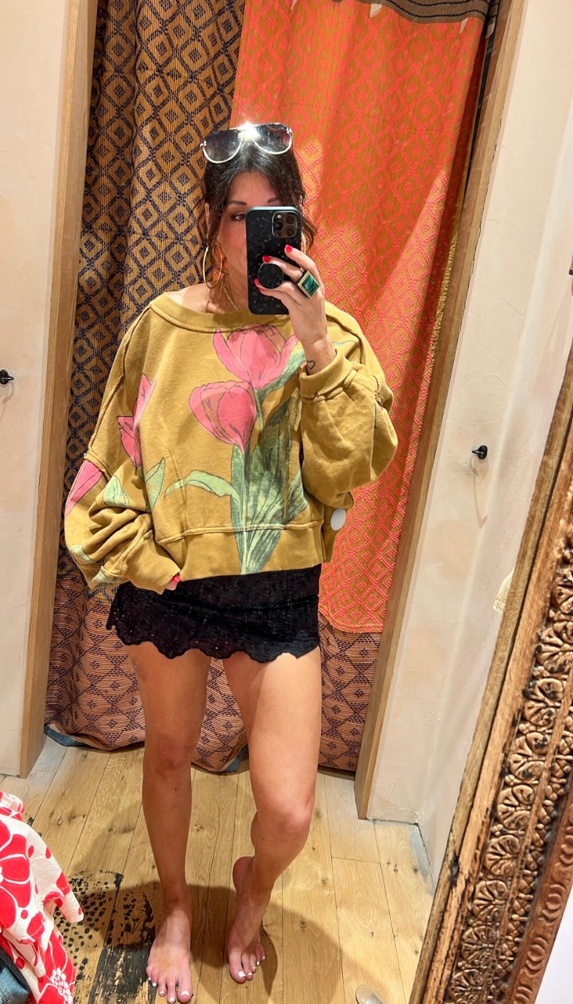 Free People sweatshirt.  Wearing size small.  