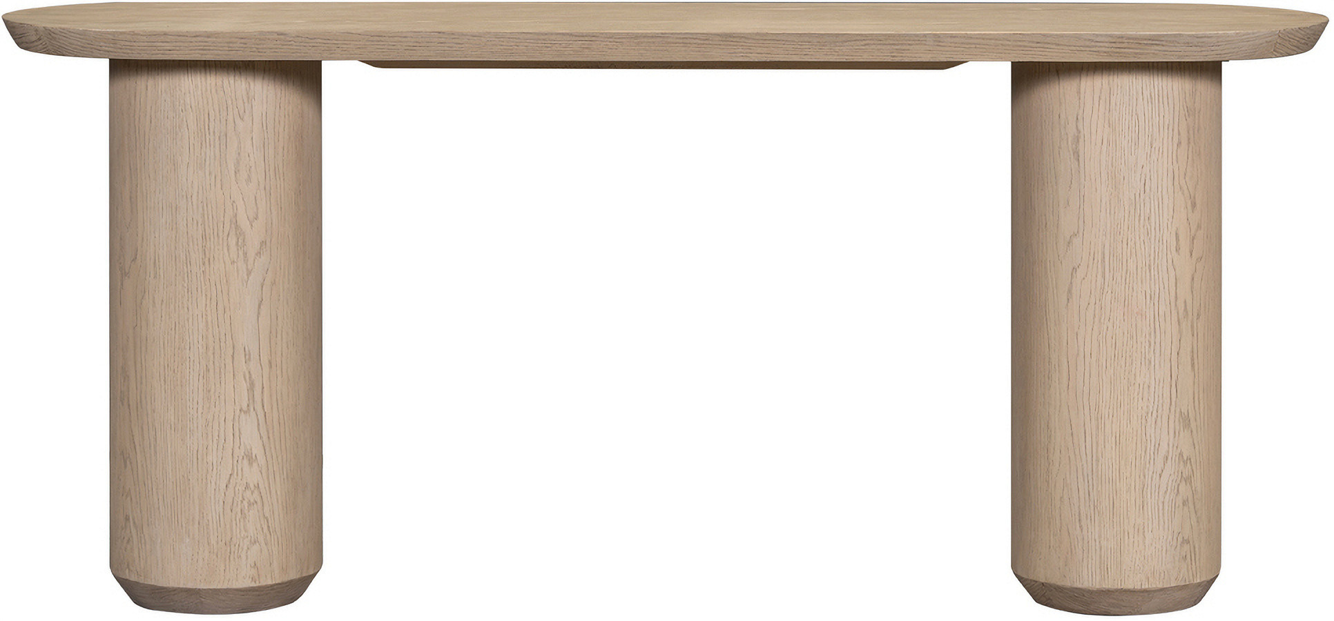 Cromwell Raw Oak 2 Pedestal Legs Modern Design 72 Inch Console Table In Brown | 1stopbedrooms