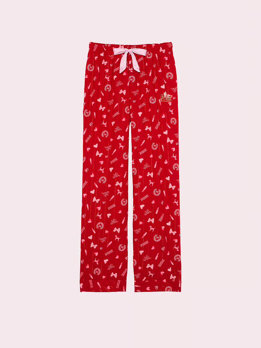 Buy PINK x LoveShackFancy Flannel Pajama Pants, Lipstick Bisous - Order Pajama Bottoms online - V... | Victoria's Secret (US / CA )