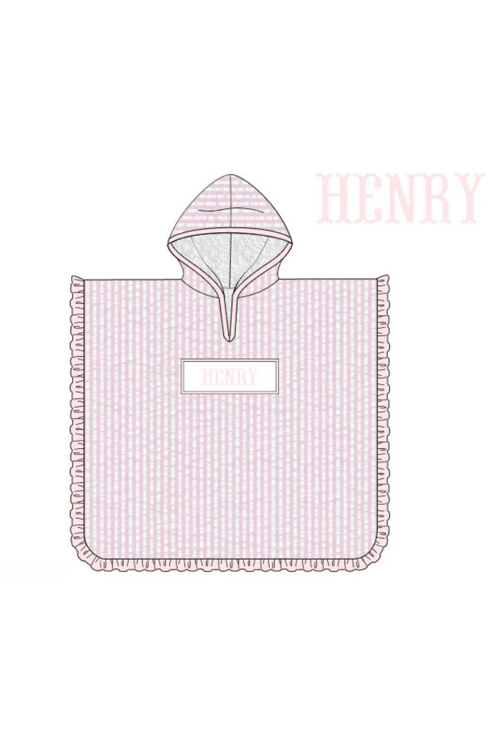 Pre- Order Custom Hand Smocked Name Pink Seersucker Coverup | The Smocked Flamingo