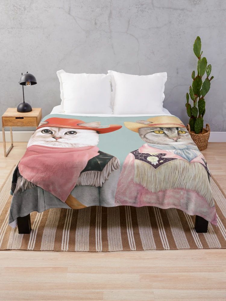 Cowboy Cats Throw Blanket | Redbubble (US)