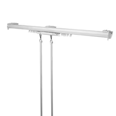 Hart & Harlow  Baton Draw 120-in to 170-in White Steel Traverse Curtain Rod | Lowe's