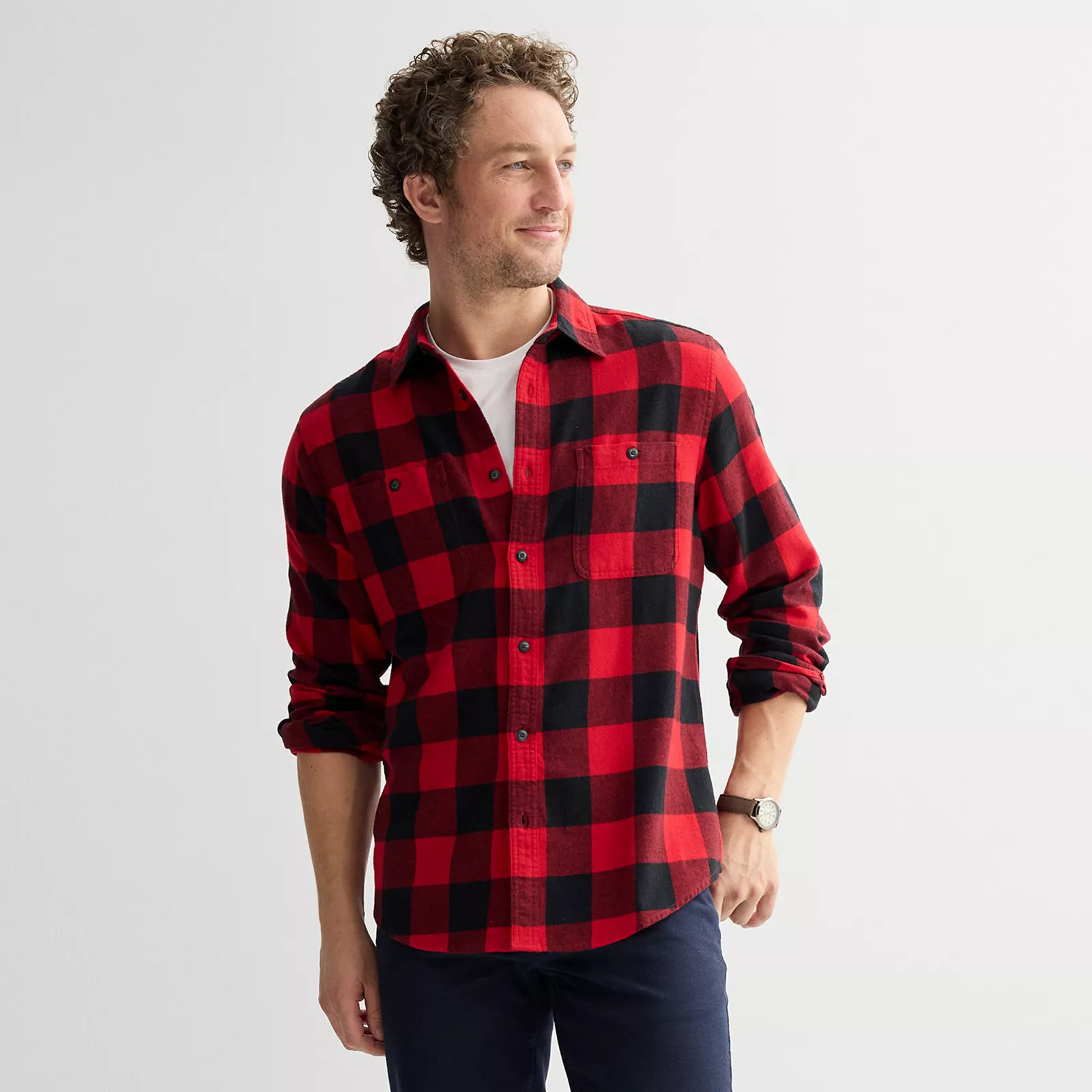 Men's Sonoma Goods For Life® Supersoft Flannel Button-Down Shirt | Kohl's