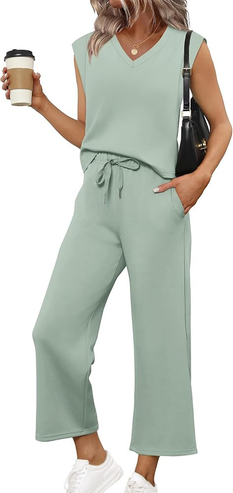 SAMPEEL Two Piece Sets for Women Summer Vacation Travel Outfits Business Casual Outfits Matching ... | Amazon (US)