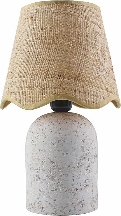 Badalucco Boho Ceramic Bedside Table Lamp for Bedroom Nightstand and Living Room - Shade Rattan -... | Amazon (US)